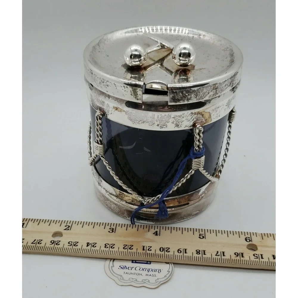F.B Rogers Silver Co. Drum‎ Jelly Jar -  great for Christmas party serving w/tag